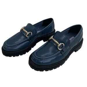 Steve Madden Women's Blue Mistor Patent Loafer Slip On's Sz 6